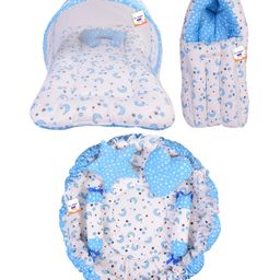 Babytoons Baby Bedding for New Born Mattress with Mosquito Net Sleeping Bag & Baby Nest Bed (0-6 Months) Blue-10