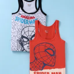 Bodycare Cotton Knit Sleeveless Vests with Spiderman Print Pack of 2 - Red & Grey-picture-15