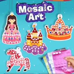 Intelliskills Shimmer & Shine Princess Mirror Mosaic Art & Craft Kit | DIY Creative Sticker Activity Set | 780+ Stickers, 8 Design Cards & Cord | BIS Certified | Educator Recommended | For Gifting-picture-10