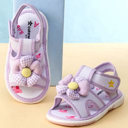 Cute Walk by Babyhug Printed Sandals With Velcro Closure & Floral Applique - Purple-image-16