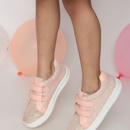 Aria+Nica Glitter Embellished With Double Velcro Closure Sneakers - Pink-image-15
