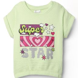 Olio Kids Sinker Knit Half Sleeves T-Shirt With Text Print - Light Green-image-88