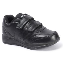 TRASE Solid Double Velcro Closure School Shoes - Black-image-75