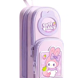 SCHOOLISH Kawaii Cute Rabbit Pencil Case Cute Pencil Case Aesthetic Pencil Case, Large Capacity Pen Pencil Pouch Multifunctional Stationery Organizer for School, Office- PACK OF 1- COLOR PEACH-picture-38