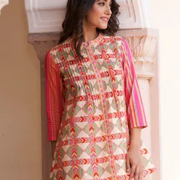 SAUNDH Mandarin Collar Printed Ethnic Tunic-picture-17