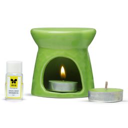 Iris Homefragrances Ceramic Fragrance Vaporizer Set with Two Tealights and Lemon Grass Oil image 4