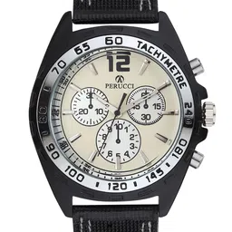 PERUCCI Men Brass Dial & Leather Textured Straps Analogue Watch Perucci 4415 Techymeter Silver-picture-17