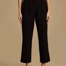 Kazo Women Relaxed Straight Fit High-Rise Trousers-picture-42