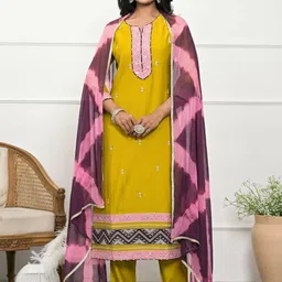 Kaftanize Ethnic Motifs Embroidered Thread Work Kurta with Trousers & With Dupatta image 1