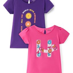 Honeyhap Girls Pack Of 2 Graphic Printed Cotton Regular Top-picture-9