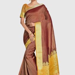 Mimosa Brown Sarees With Blouse-image-1