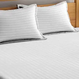 Mark Home Classic Stripes 210 TC White Bed Sheet Set image 2
