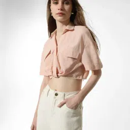 Only Pink Regular Fit Crop Shirt-image-90