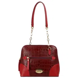 HidesignRed Textured Medium Shoulder Handbag-image-35