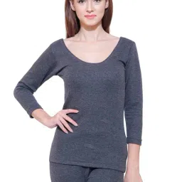 Bodycare Insider Grey Melange Textured Thermal Top-47