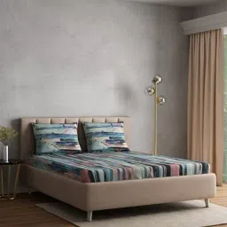 Petal Home Multicolor Cotton 300 TC Queen Bed sheet-picture-29