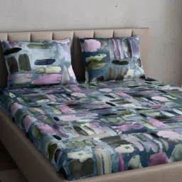 Petal Home Multicolor Cotton 300 TC Queen Bed Sheet-image-2