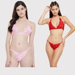 Secrets By ZeroKaata Multicolor Lace Lingerie Set (Pack of 2)-image-12