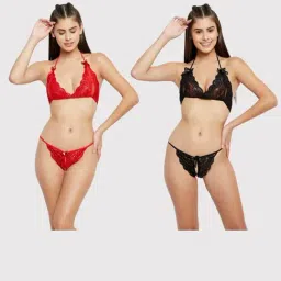 Secrets By ZeroKaata Multicolor Lace Lingerie Set (Pack of 2)-image-15