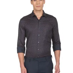 Arrow Blue Cotton Slim Fit Printed Shirts-picture-34
