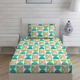 Layers Duracount Geometric Multicolor 225 TC Cotton Single Bed Sheet with 1 Pillow Cover-image-8