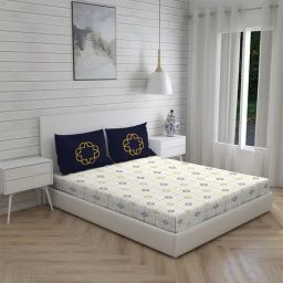 Boutique Living Signature Geometric White 300 TC Cotton King Bed Sheet with 2 Pillow Covers-image-40