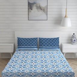 Layers Colorado Floral Blue 225 TC Cotton Queen Bed Sheet with 2 Pillow Covers-image-53