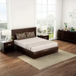 Spaces Brown Cotton 144 TC King Fitted Bedsheet With 2 Pillow Covers-image-97