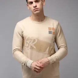 Showoff Beige Cotton Regular Fit Printed Sweatshirt-picture-22