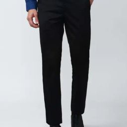 Peter England Casuals Black Slim Fit Trousers-image-81