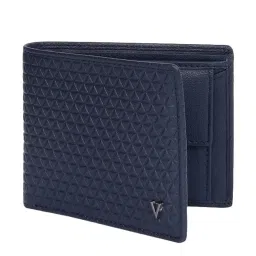 The Vertical Navy Textured Bi-Fold Wallet for Men image 2