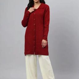 Aurelia Red Textured Long Cardigan-9