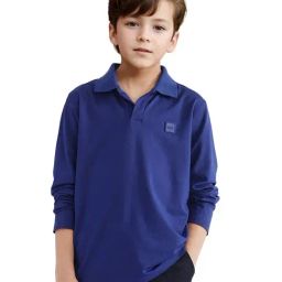 Rare Ones Boys Blue Cotton Blend Solid Polo T-Shirt-image-87