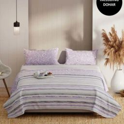 Bianca Bio-soft Feel Grey & Lilac 152 TC 135 GSM Double Size Bedsheet & Dohar With 2 Pillow Covers-picture-8