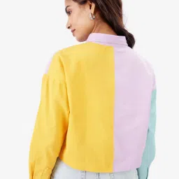 The Souled Store Multicolor Color-Block Crop Shirt image 2