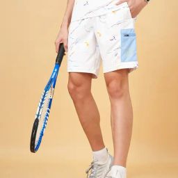 Ajile by Pantaloons White Regular Fit Printed Sports Shorts-image-88