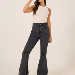 Styli Women Bootcut High-Rise Highly Distressed Light Fade Jeans-image-84