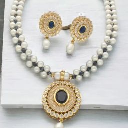 Sri Jagdamba Pearls Rosette Pearl Necklace Set for Women and Girls-image-92
