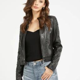 Guess Black Self Full Sleeves Jacket-image-60