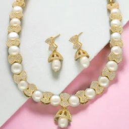 Sri Jagdamba Pearls Shine Pearl Necklace Set for Women and Girls-image-23