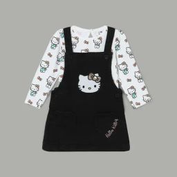 Fame Forever by Lifestyle Black Cotton Regular fit GirlsAll Over Print Dress-image-94
