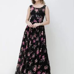 Scorpius Black Floral Print Maxi Dress-image-21