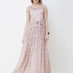 Scorpius Pink Floral Print Maxi Dress-image-10