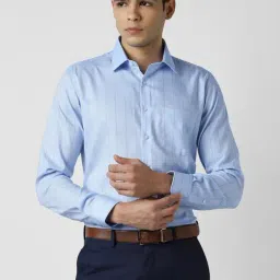 Van Heusen Blue Slim Fit Stripes Casual Shirt-image-55
