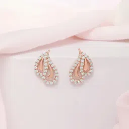 Zavya 925 Silver Glamorous Rose Gold Plated Stud Earrings for Women-image-73