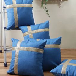 Romee Blue Polyester Geometric Cushion Covers-20