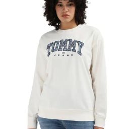 Tommy Hilfiger White Cotton Printed Women Relaxed Fit Sweatshirt-image-104