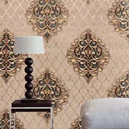 RoseCraft 3D Damask 57 sq ft Wallpaper Painted RC37205-image-39