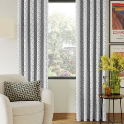 Nefertiti Home Grey & White 2 Pieces Abstract Printed Black Out Long Door Curtains-image-76