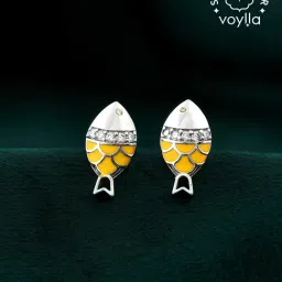 Voylla Silver Tropical Wildlife Fish Kiss Stud Earrings-picture-5